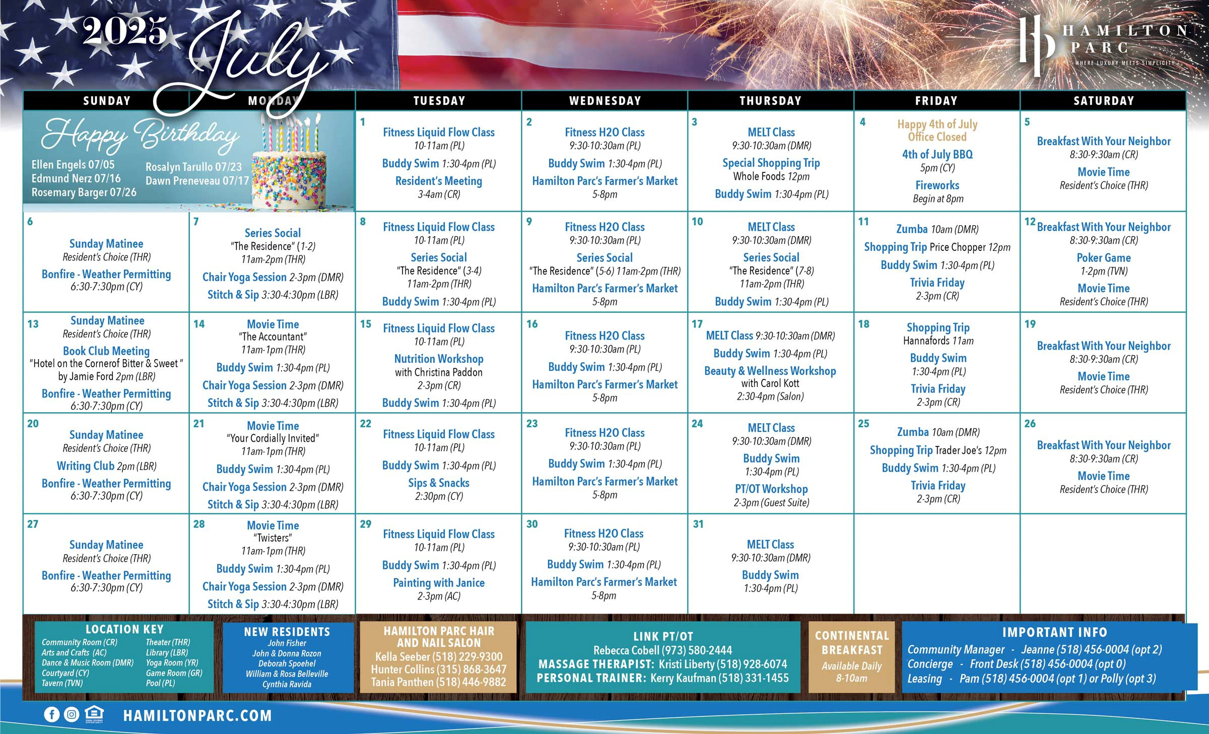 calendar of events